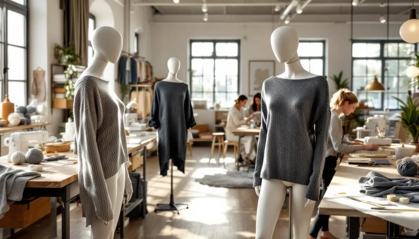 Estudio de moda moderno con jerseys tejidos