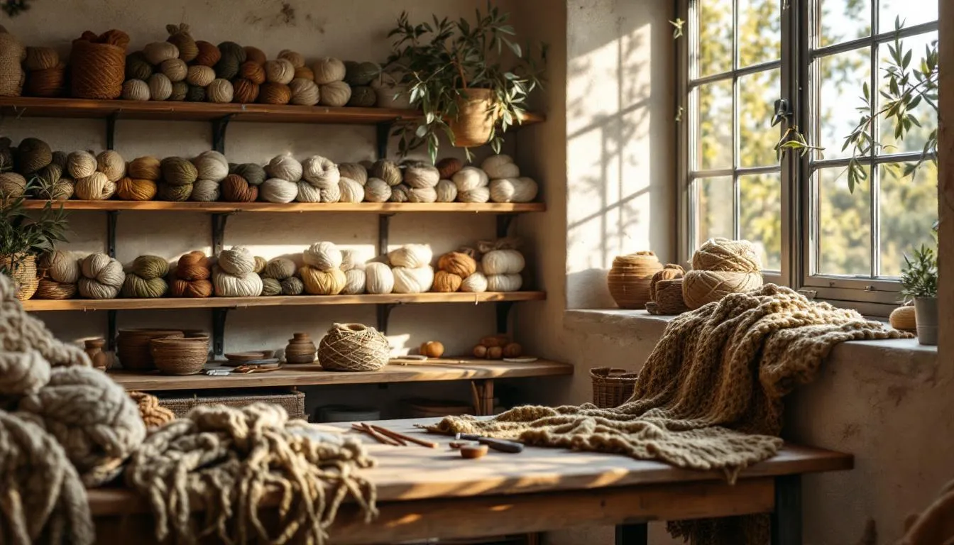 Taller artesanal acogedor con lanas sostenibles