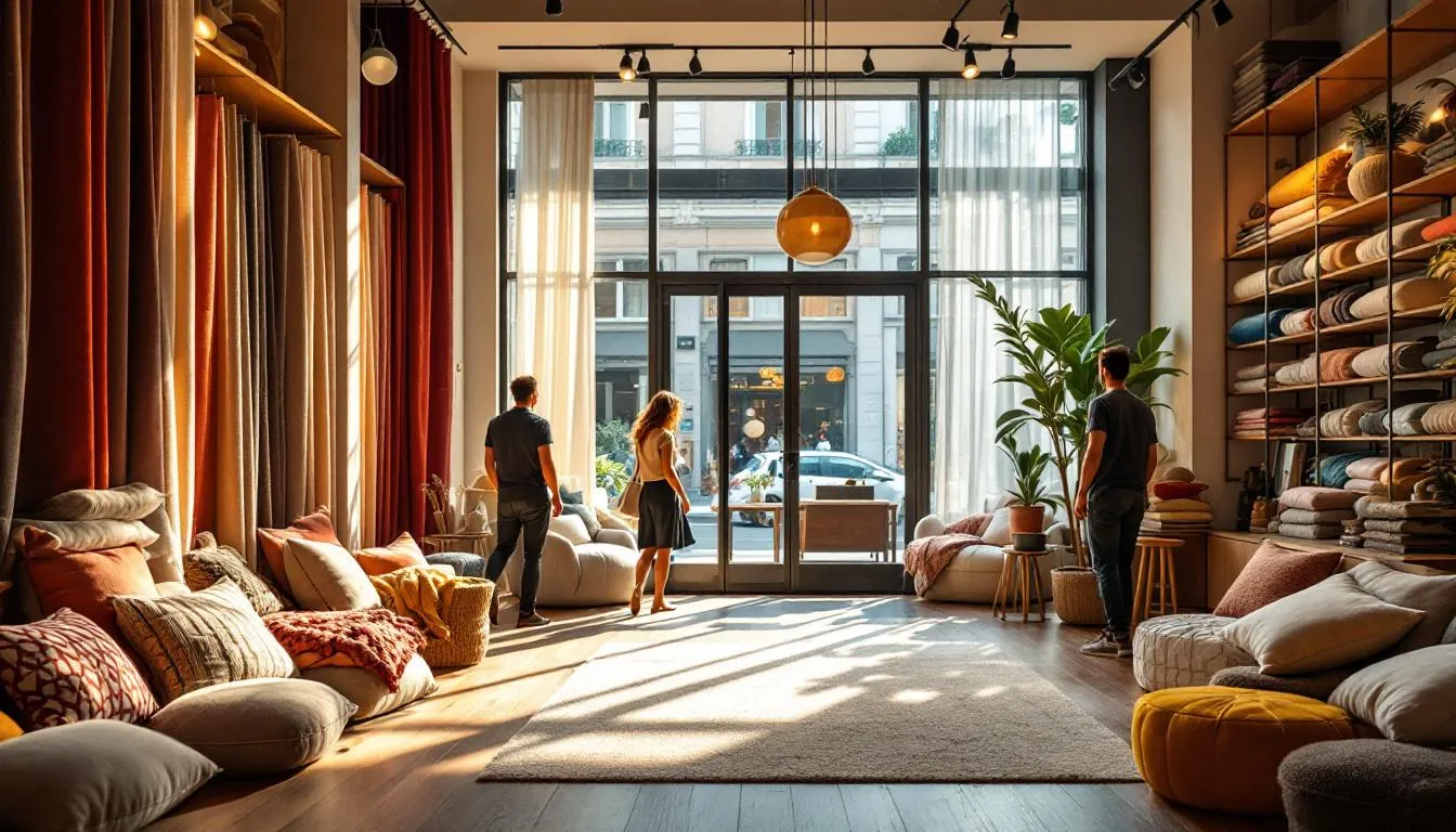 Tienda moderna de textiles y decoración en