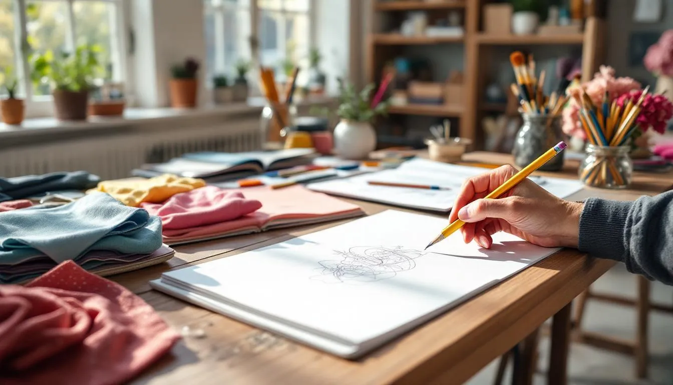 Estudio artístico luminoso con materiales creativos