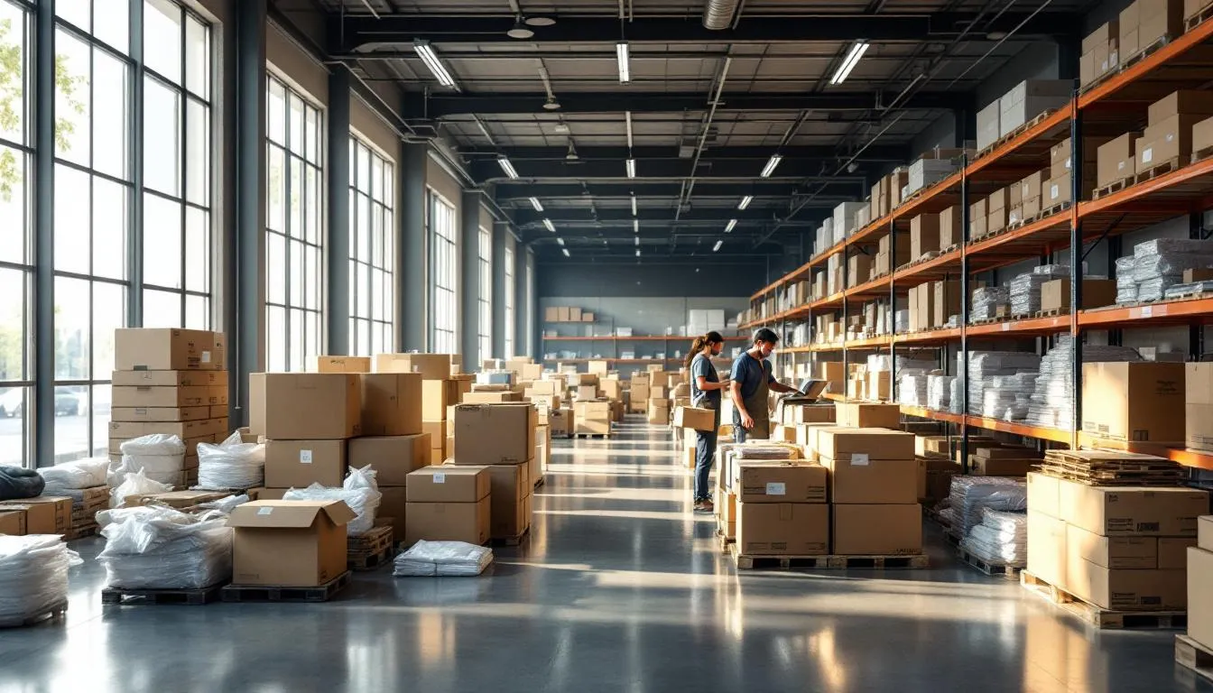 Almacén moderno de productos de limpieza organizado