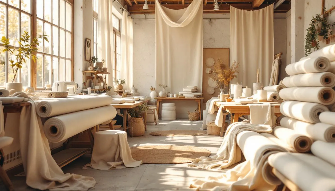 Taller de lino natural con luz solar