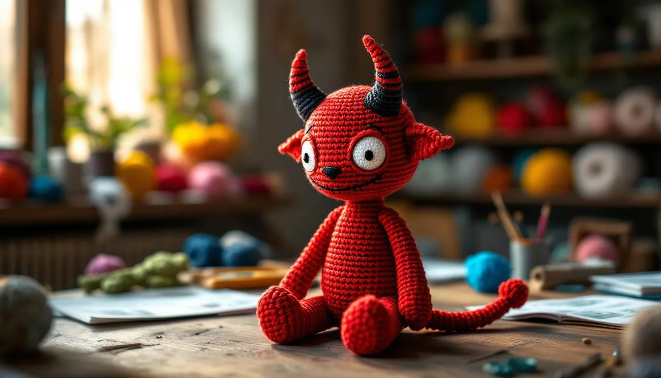 Muñeco amigurumi de Lock en taller artesanal