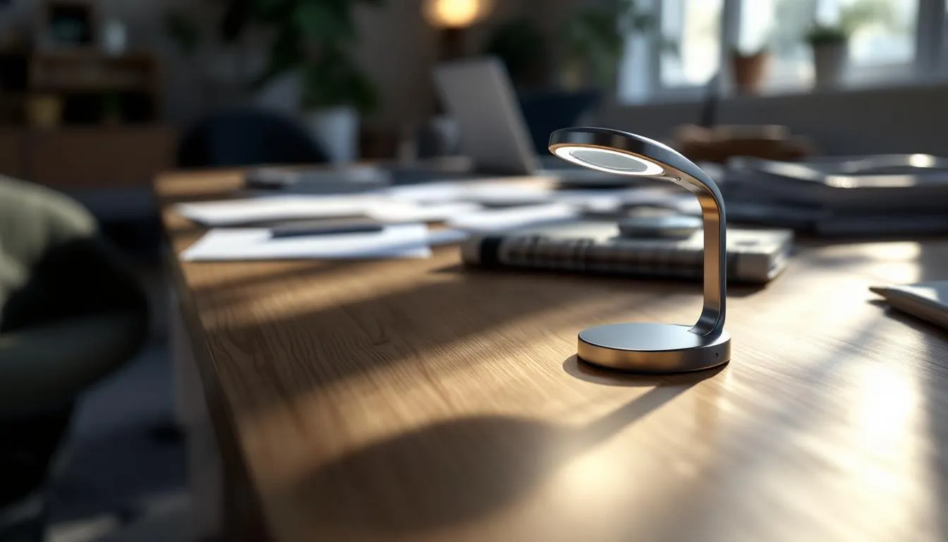 Oficina moderna con lupa iluminada LED