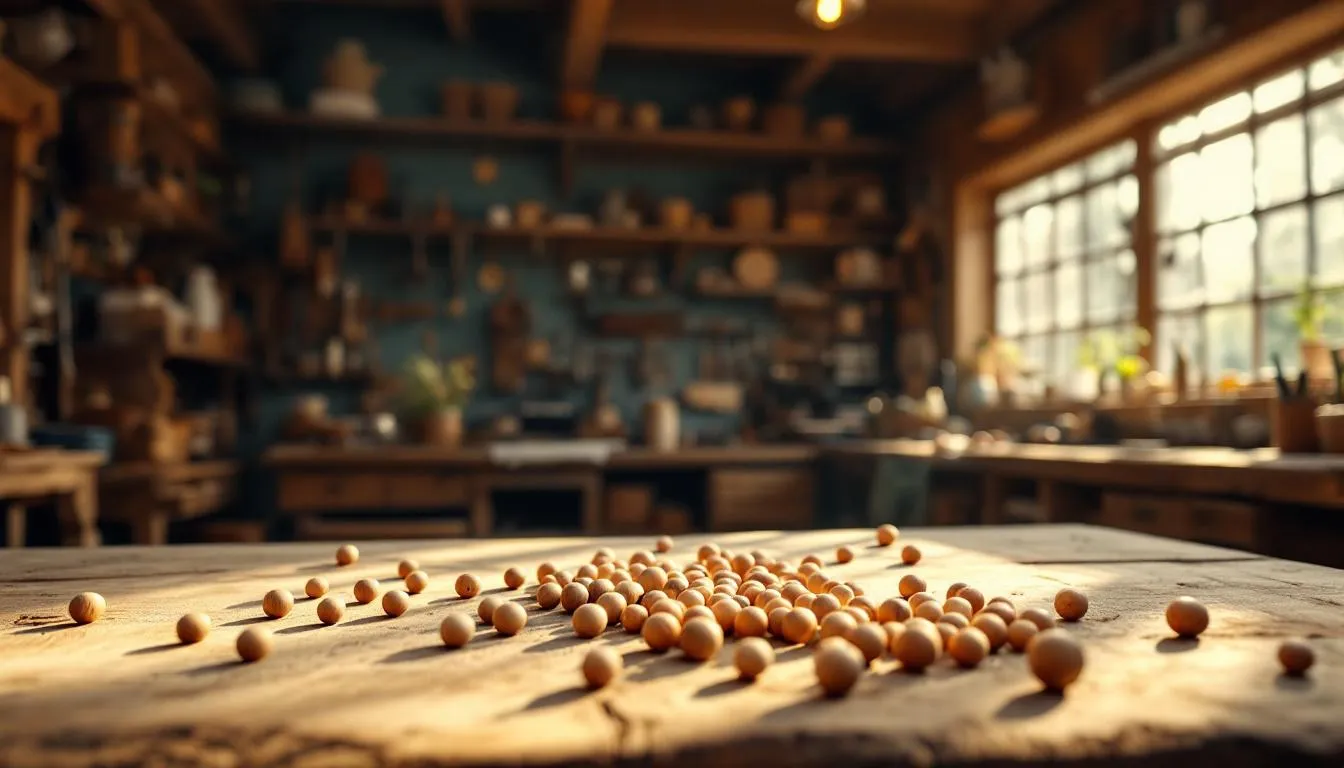 Taller rústico con cuentas de madera