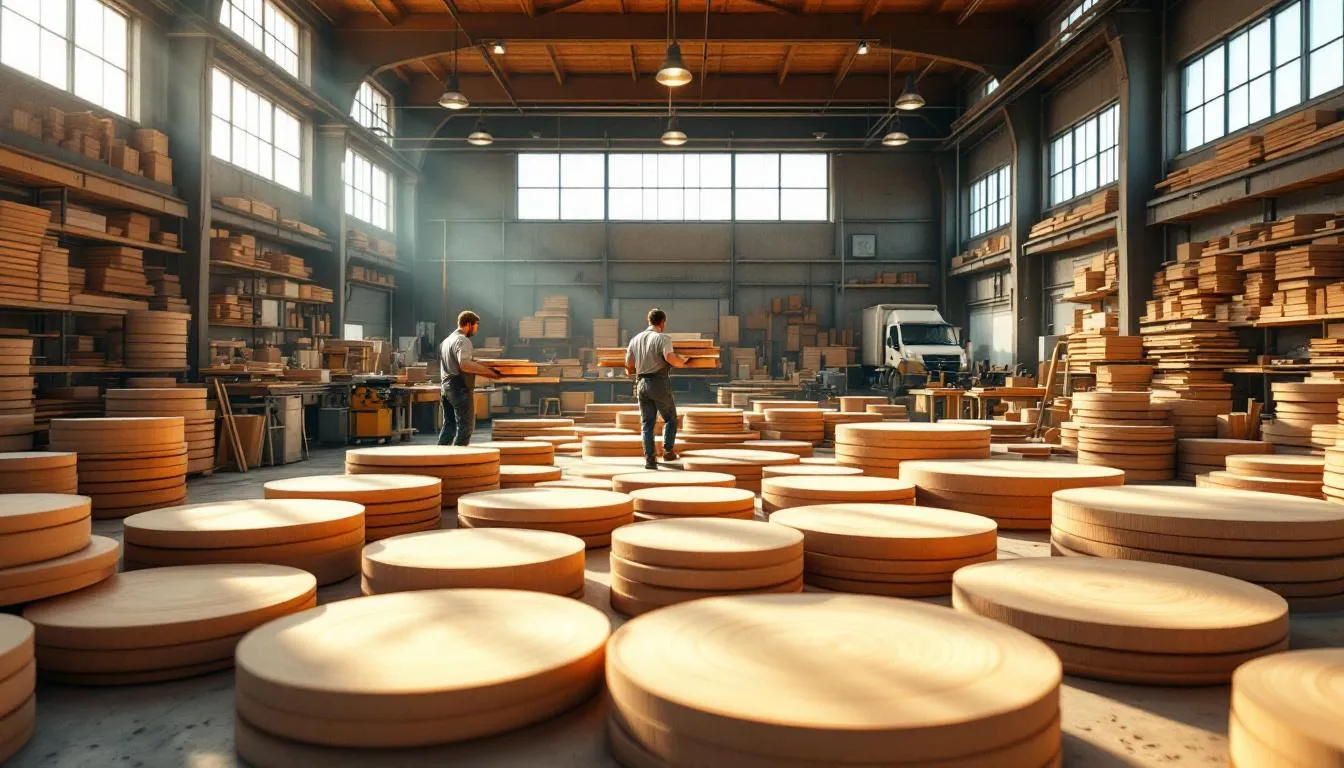 Taller moderno de carpintería con madera pulida