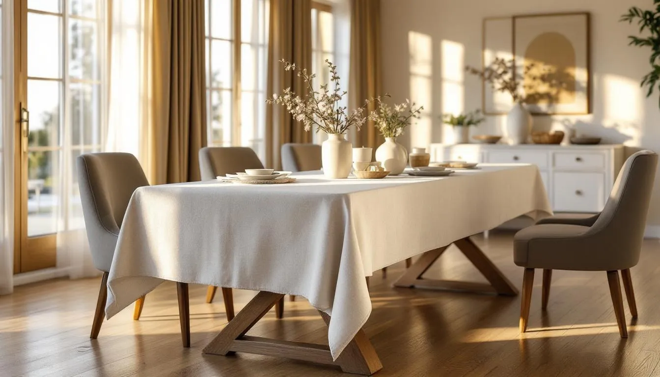 Comedor acogedor con mesa de madera elegante