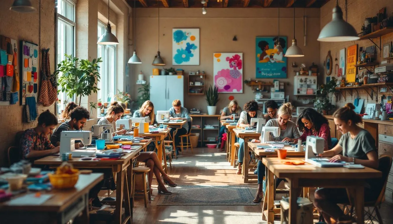 Estudio de costura luminoso y acogedor