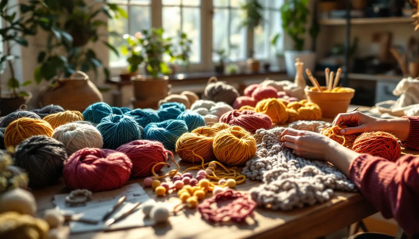 Taller acogedor de tejido con luz natural