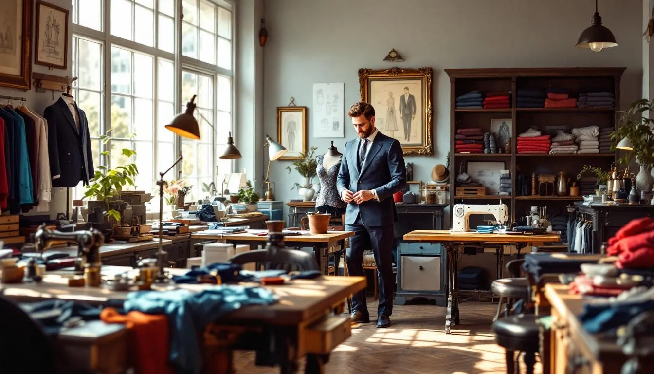 Taller de sastrería elegante con luz natural