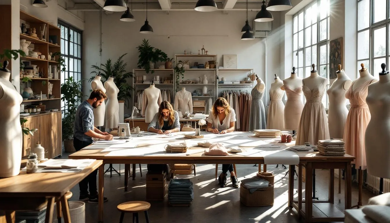 Estudio de diseño de moda luminoso y