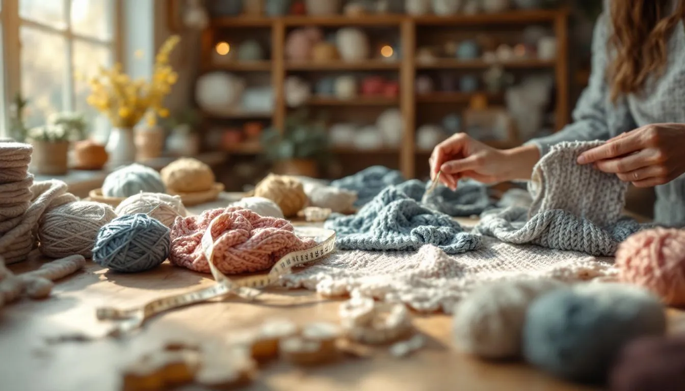 Taller acogedor de tejido con luz natural