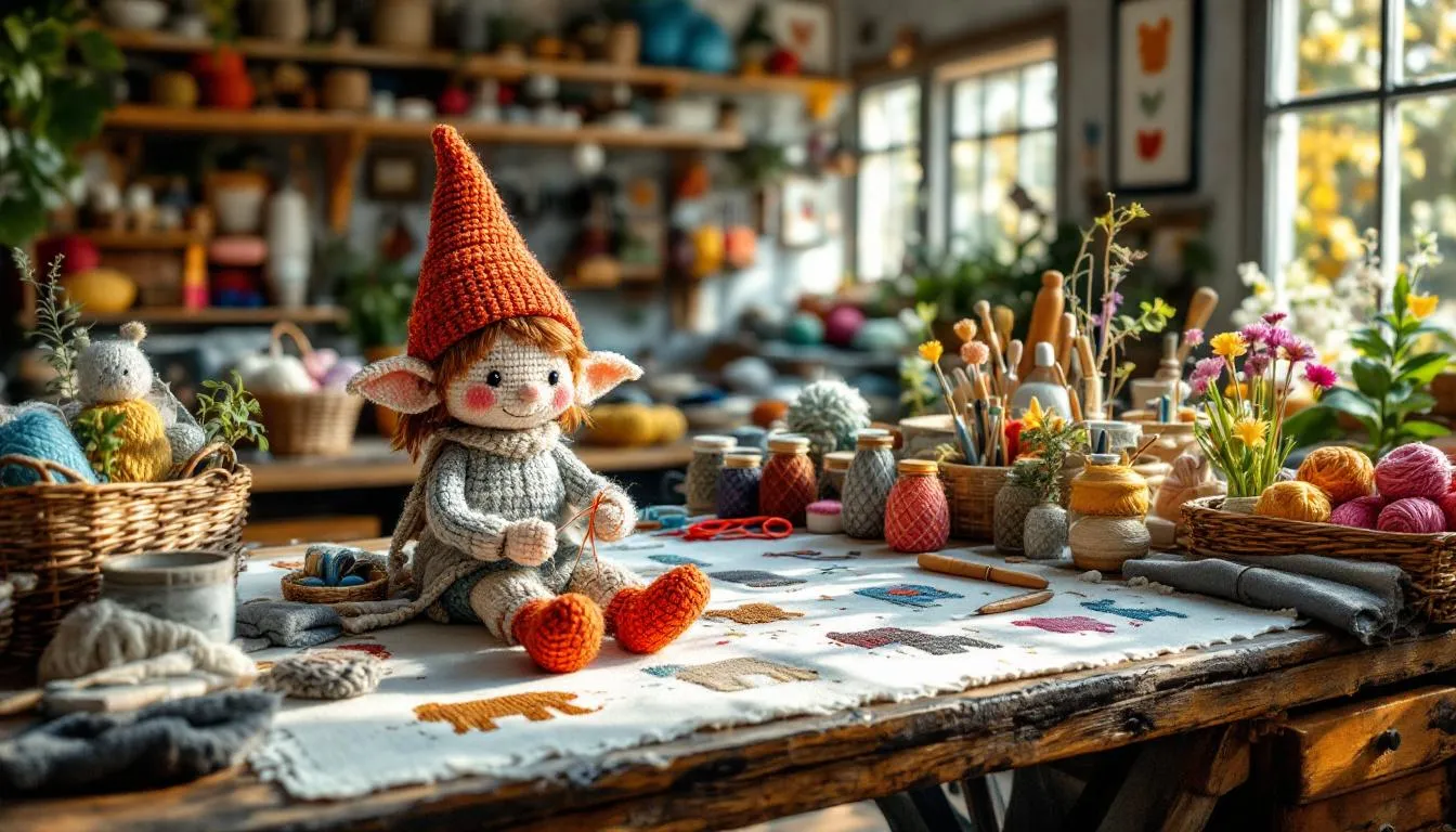 Taller artesanal con bordados y muñeco amigurumi