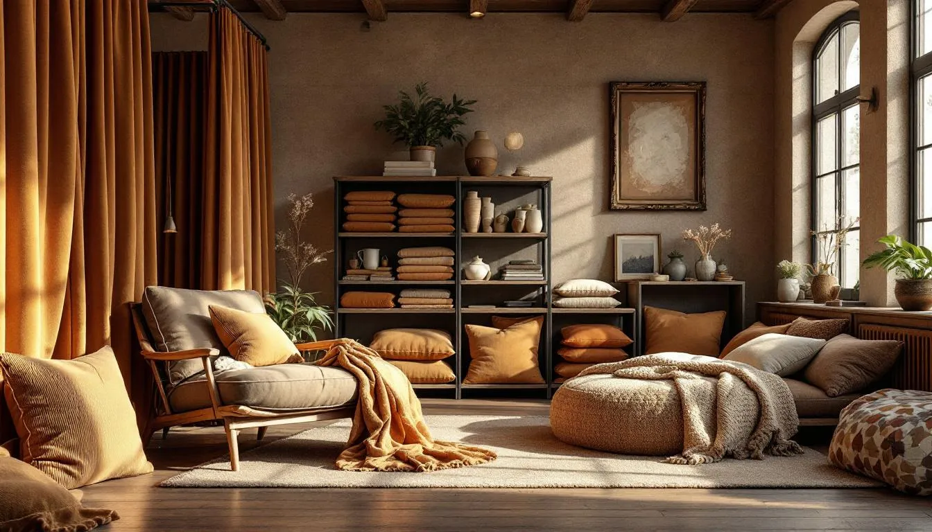 Interior acogedor de tienda de pana