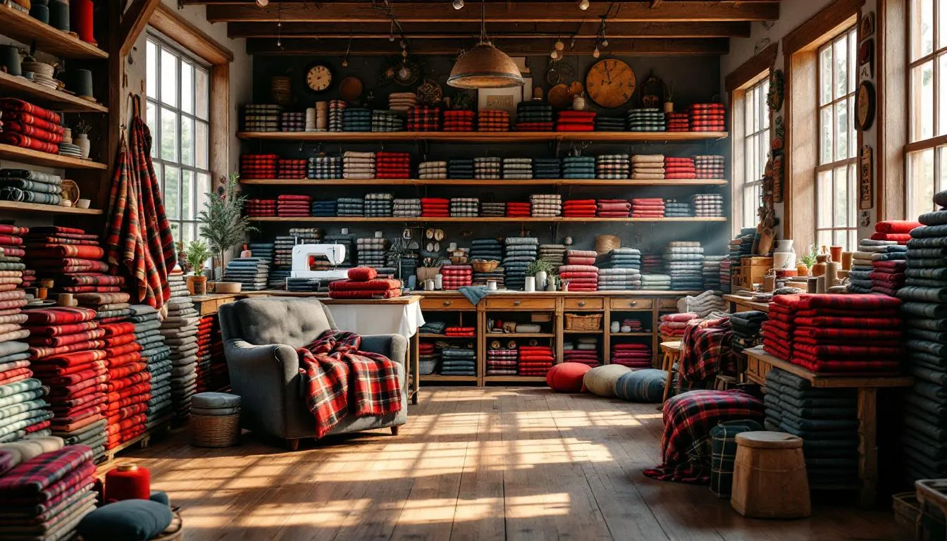Taller rústico con telas de franela cálidas