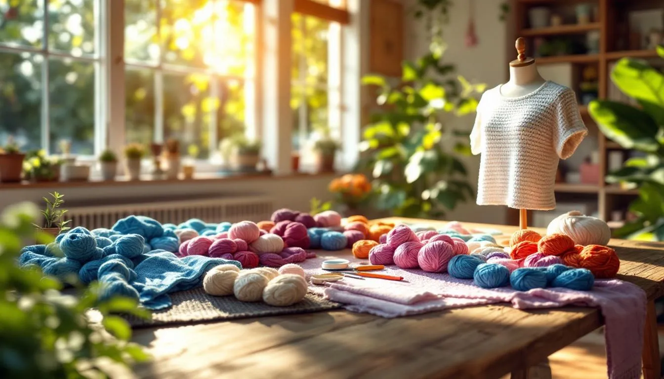 Taller acogedor de crochet con luz natural