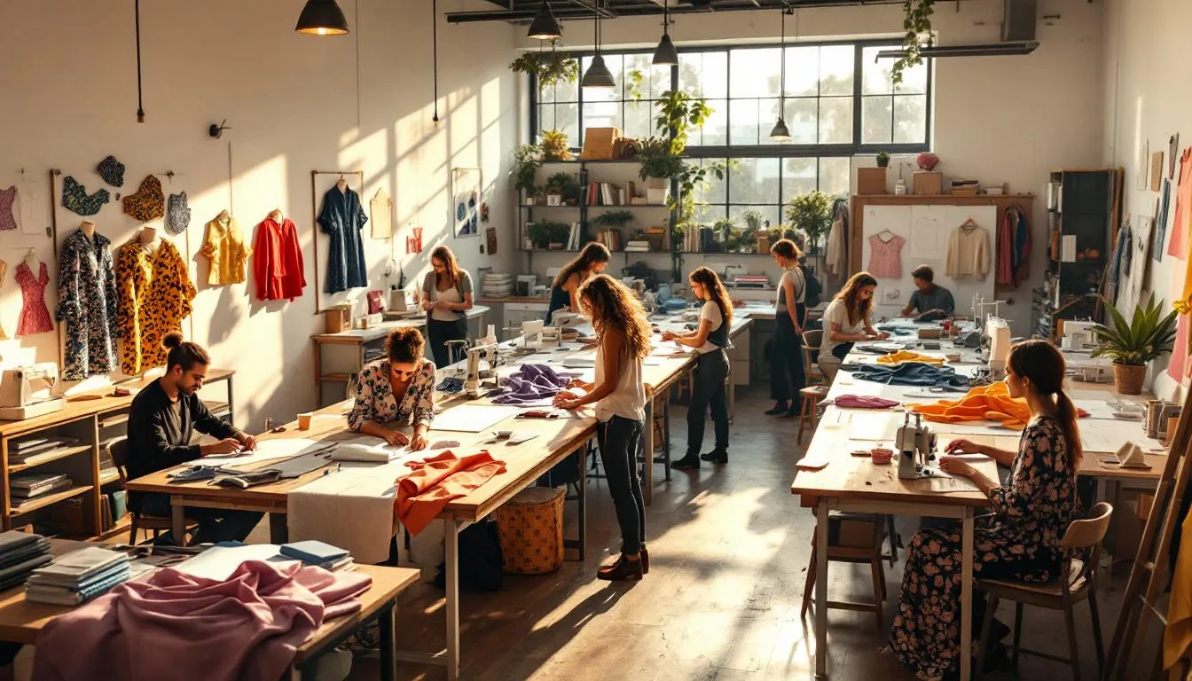 Estudio de diseño de moda luminoso y