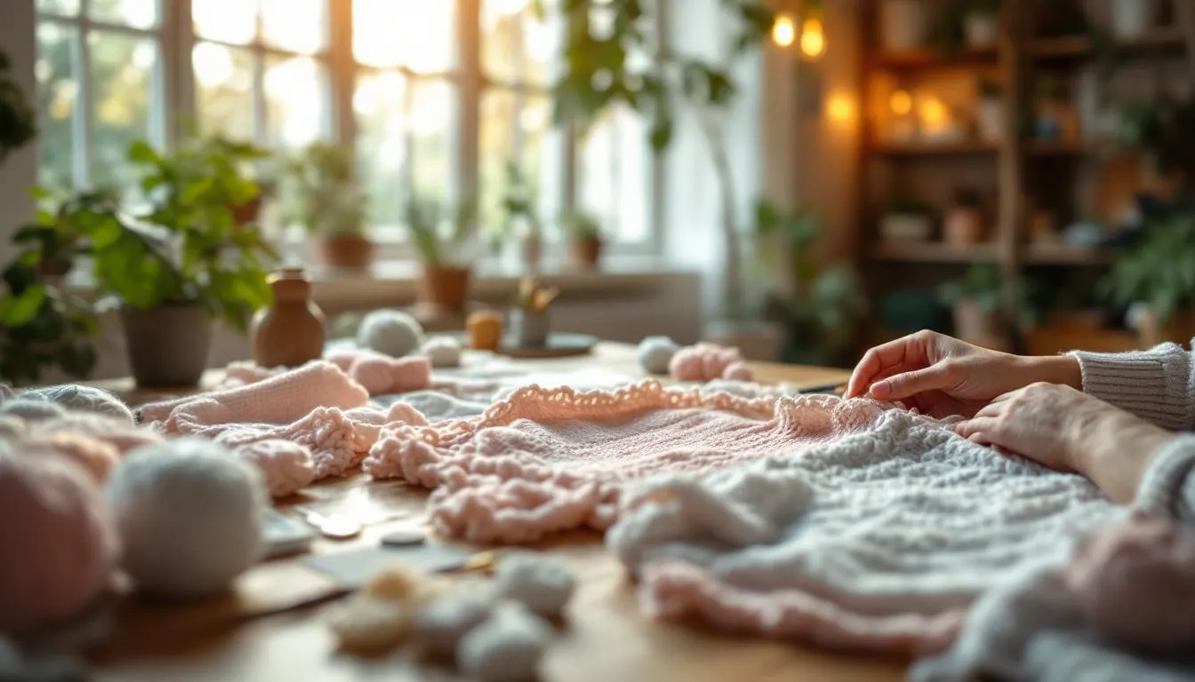 Habitación de costura con ropa de bebé