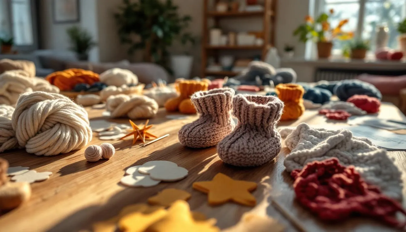 Taller acogedor de manualidades con tejidos