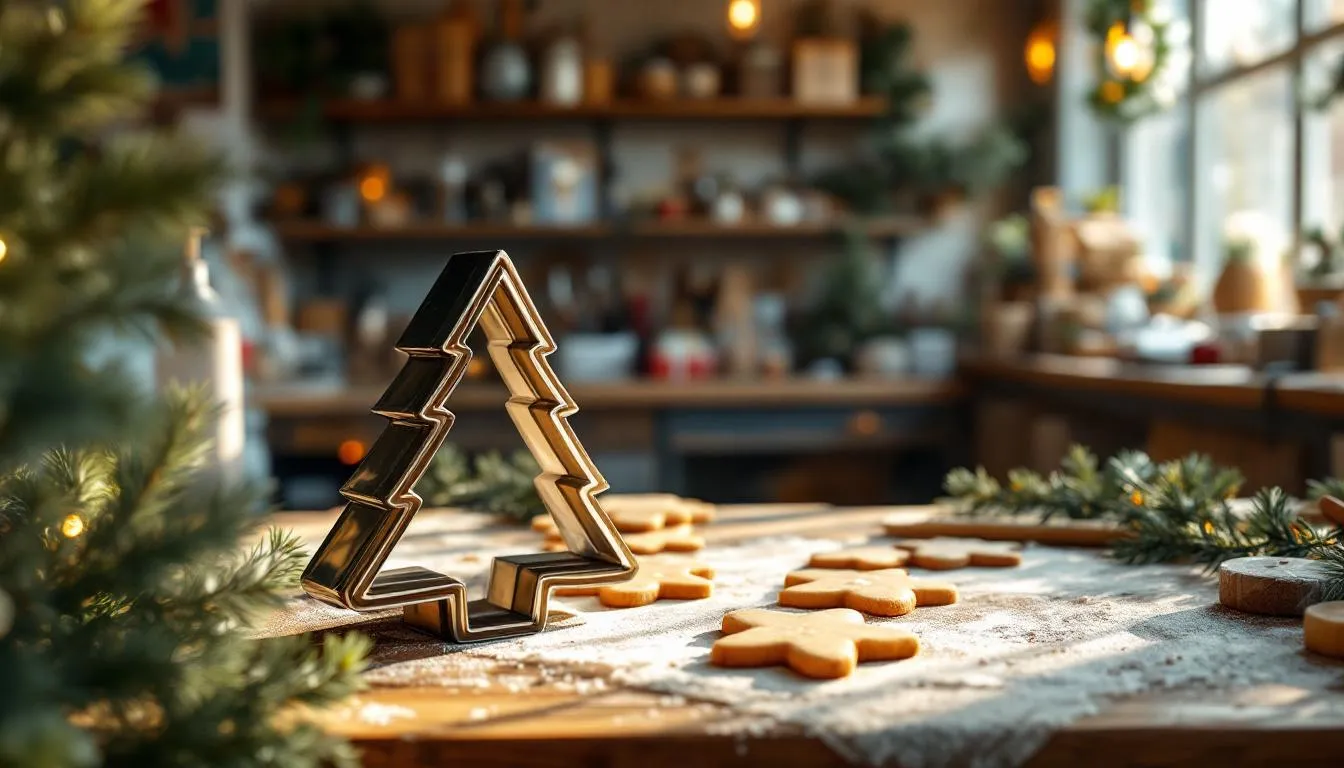 Taller acogedor con moldes de galletas navideñas