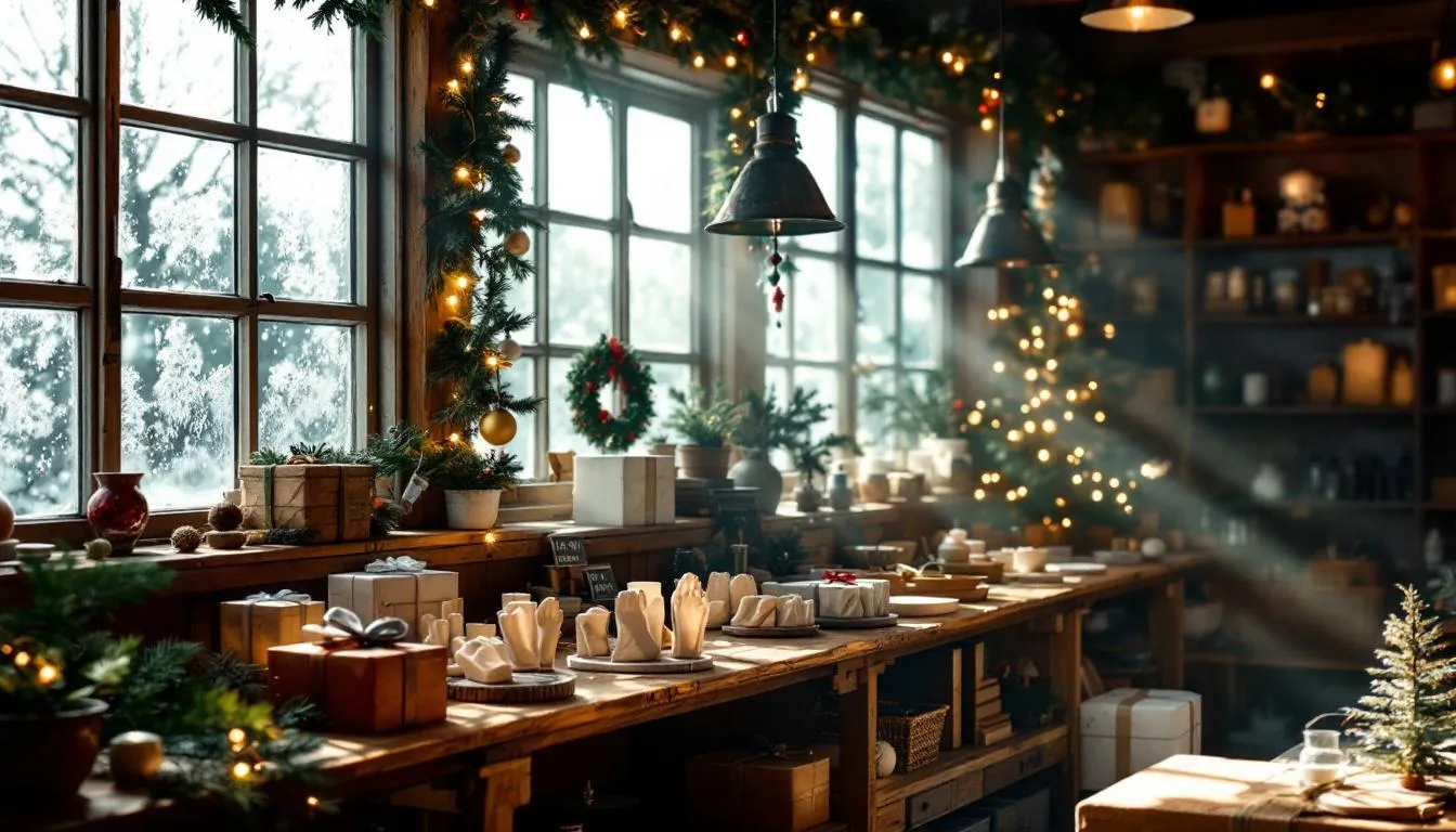 Taller navideño acogedor con moldes artesanales
