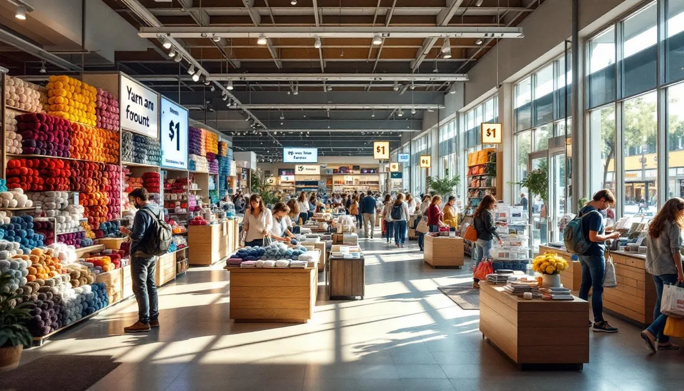 Tienda de lanas coloridas en centro comercial