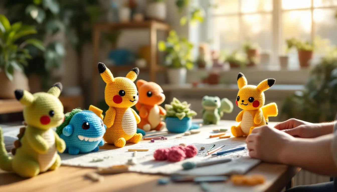 Sala de manualidades con amigurumis Pokémon