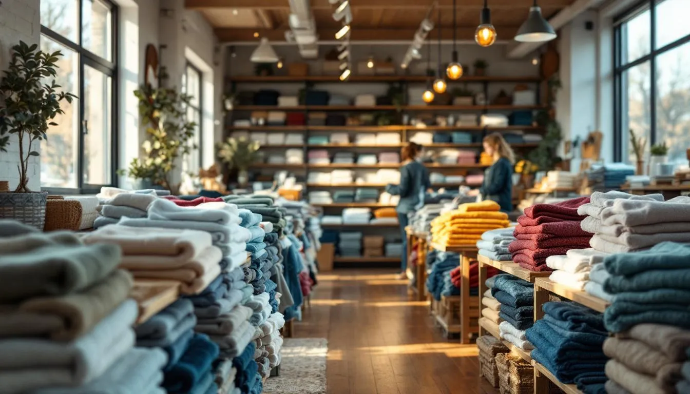 Tienda moderna de telas con luz natural
