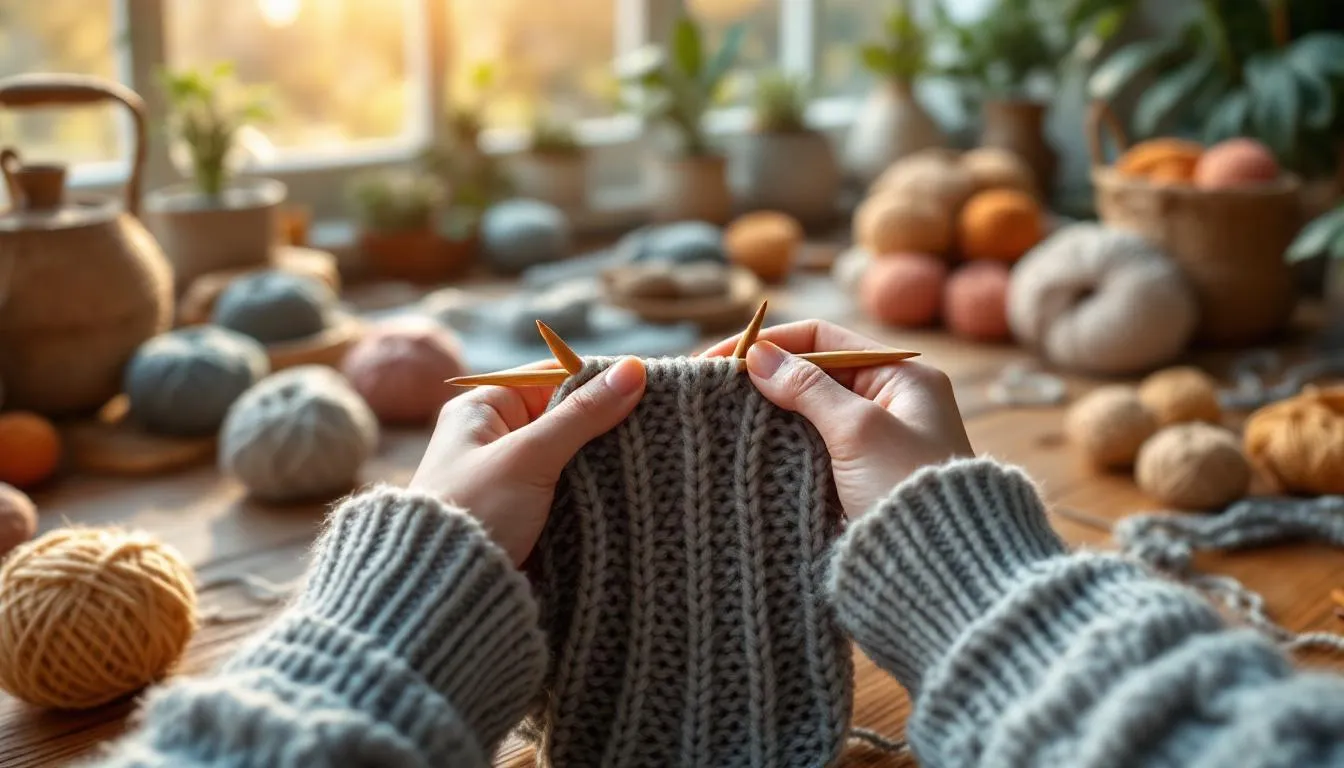 Taller de tejido acogedor con luz natural