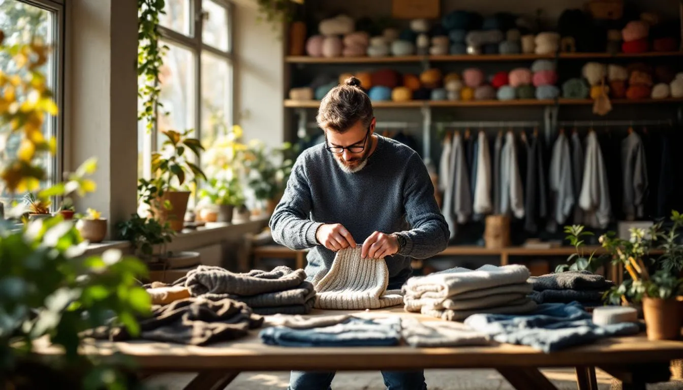 Taller acogedor de tejido con luz natural