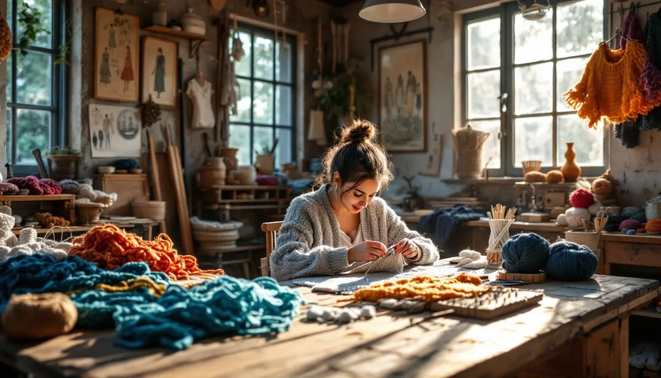 Taller artesanal con rebeca tejida a mano