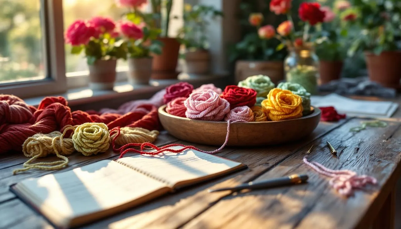 Taller de crochet acogedor con rosas hechas