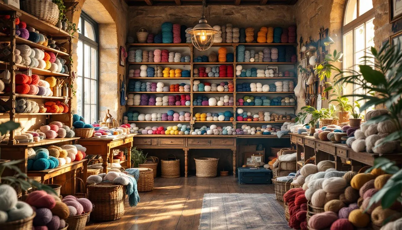 Tienda tradicional portuguesa de lanas coloridas