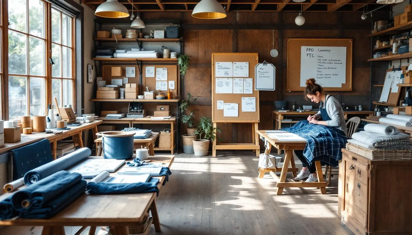 Taller artesanal de bordado sashiko iluminado natural