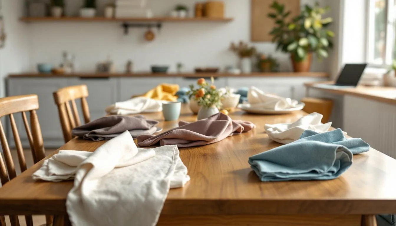 Comedor acogedor con servilletas de tela elegantes