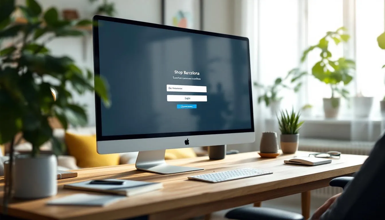 Oficina moderna con confirmación de compra online