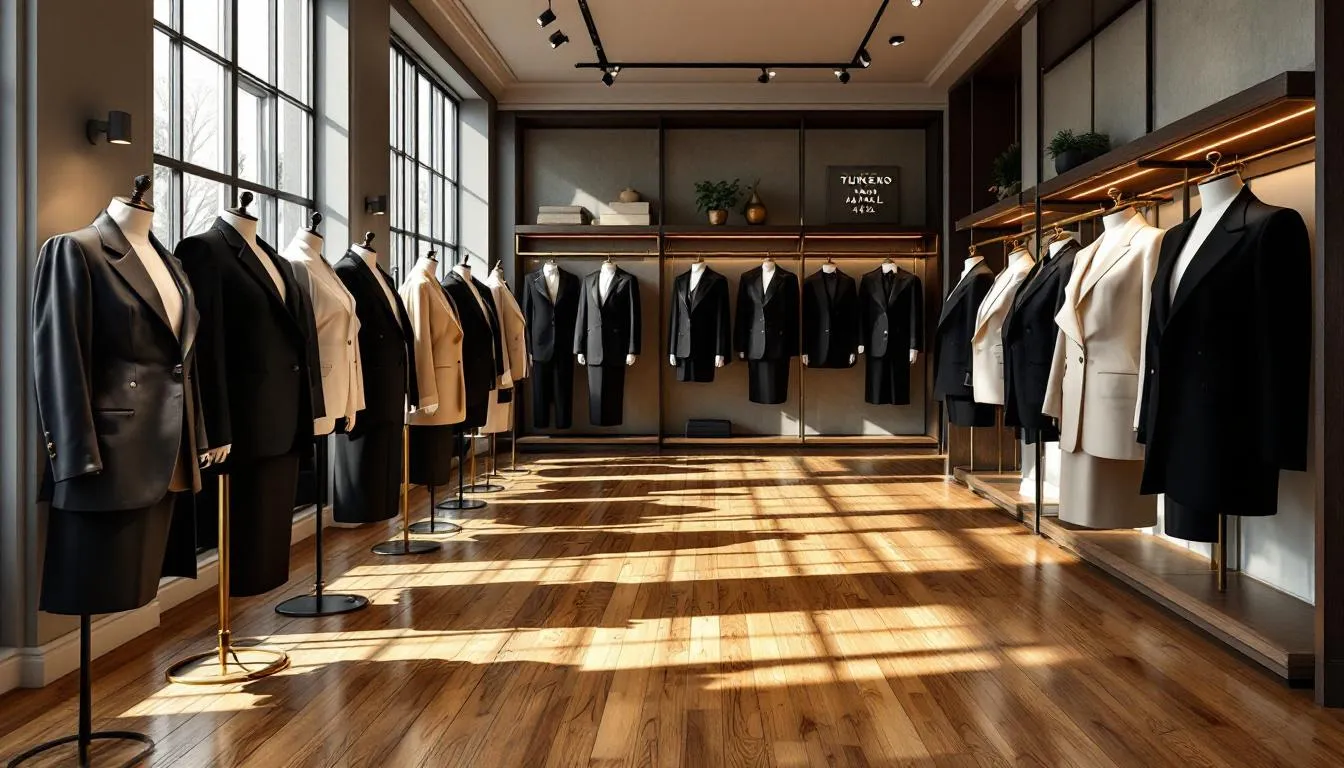 Boutique elegante con chaquetas de esmoquin mujer