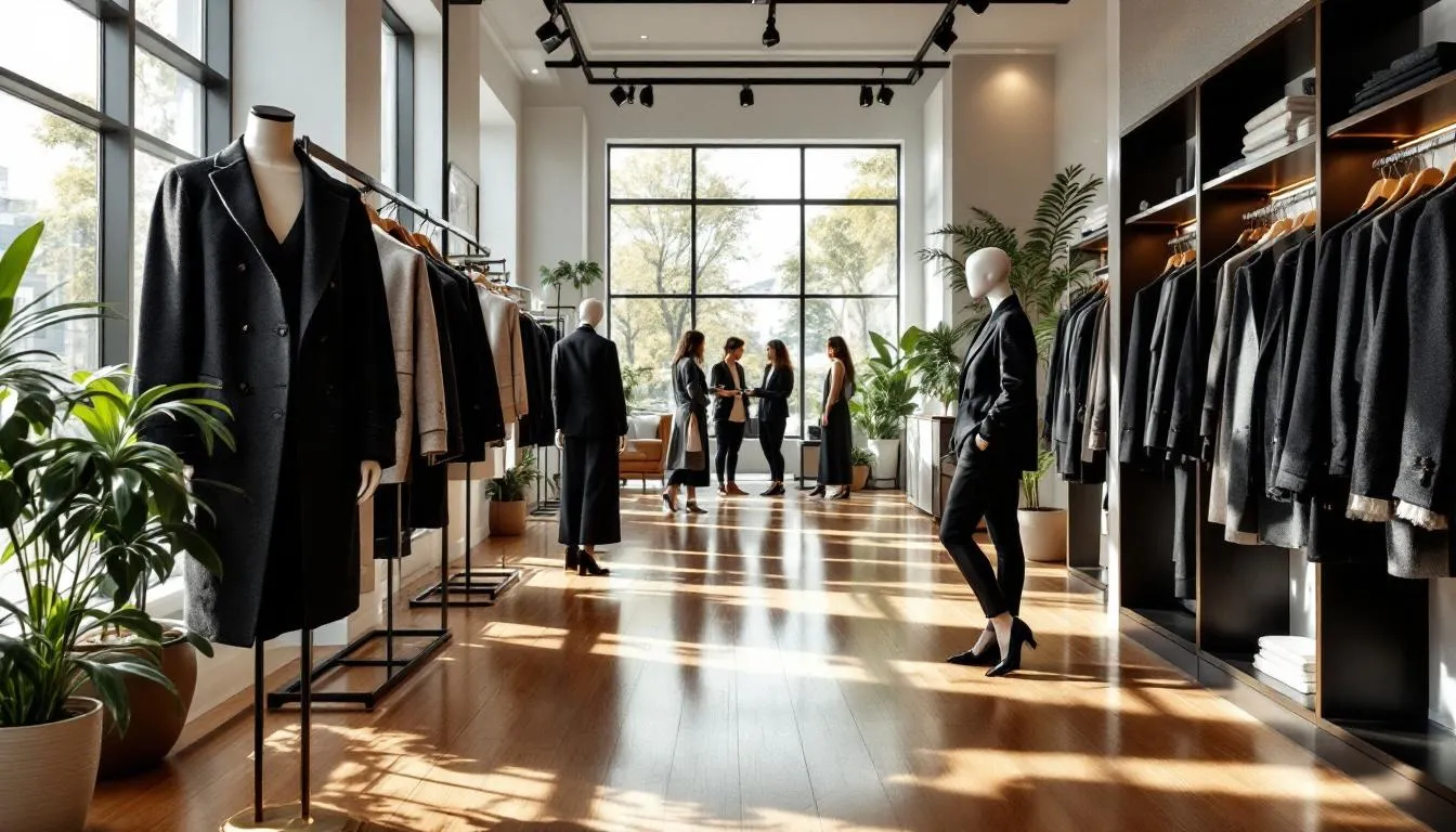 Boutique de moda moderna con chaquetas smoking