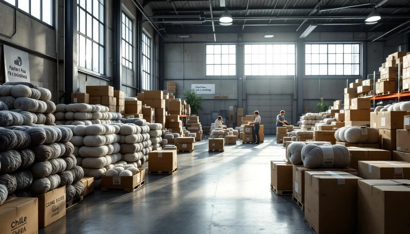 Almacén moderno con paquetes de lana