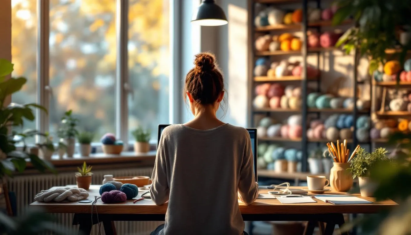 Espacio de trabajo acogedor para manualidades