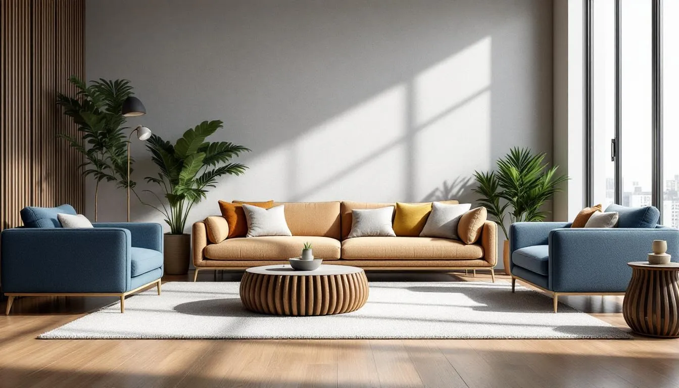 Salón moderno con muebles tapizados en Bogotá