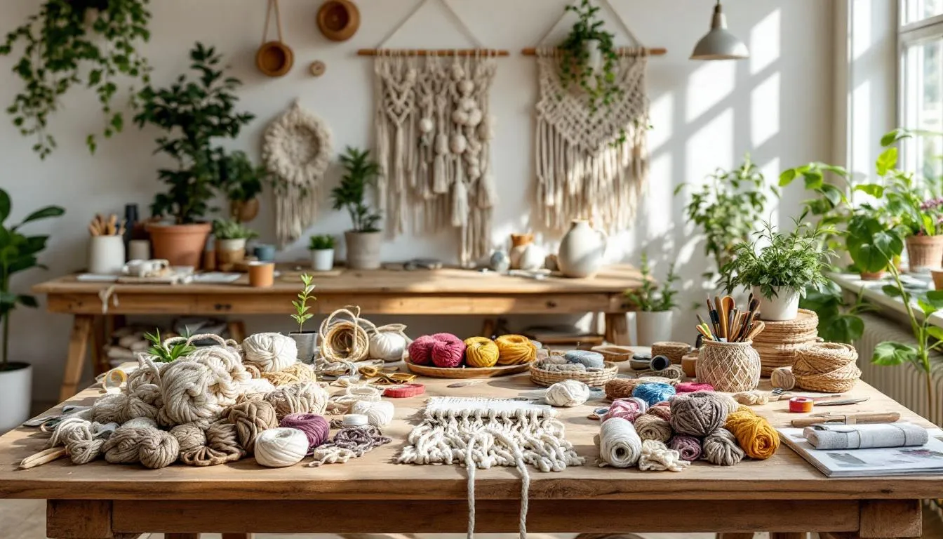 Estudio de macramé luminoso y acogedor