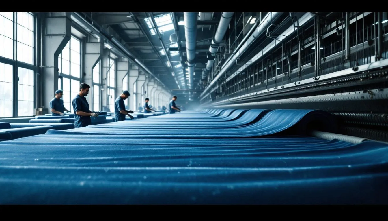 Fábrica textil de denim índigo industrial