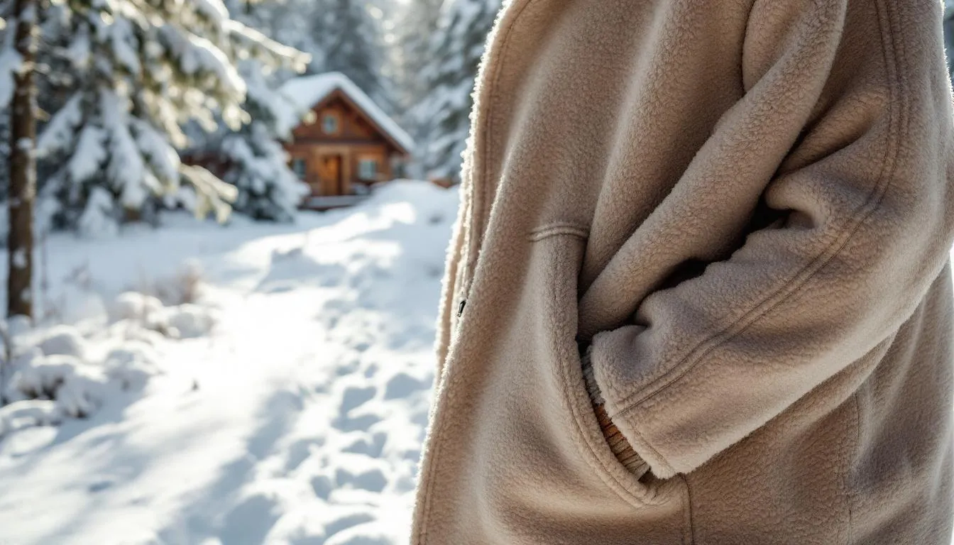 Escena exterior invernal con abrigo polar