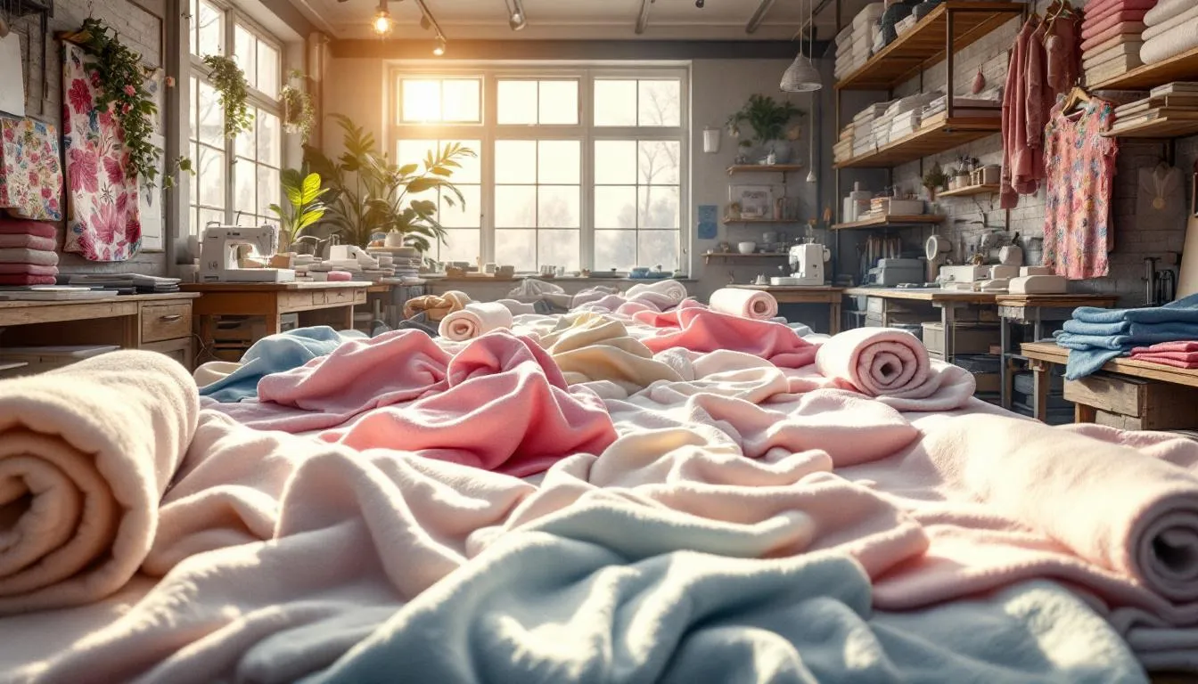 Taller textil acogedor con telas de polar
