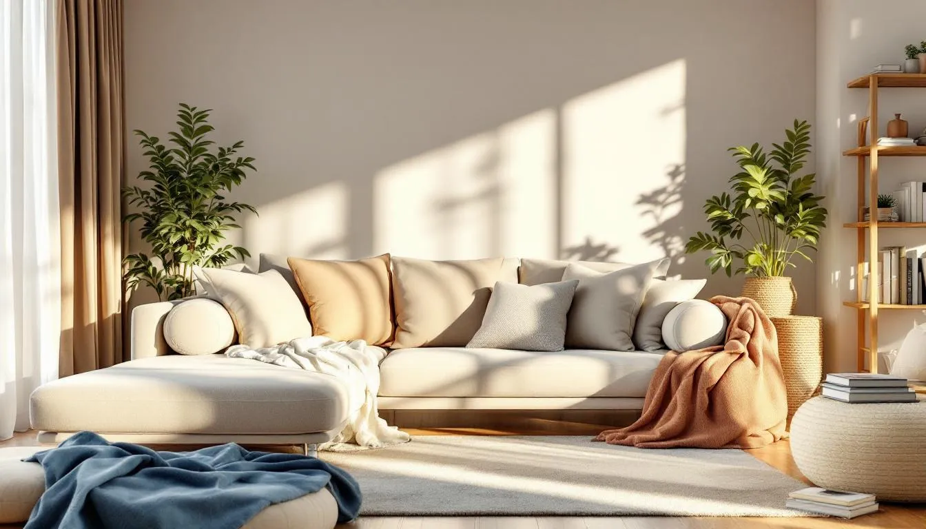 Salón moderno acogedor con luz natural
