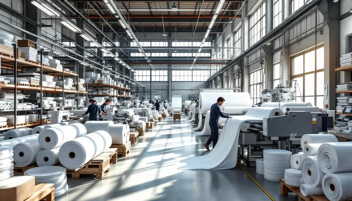 Fábrica textil moderna con tela blanca Speed