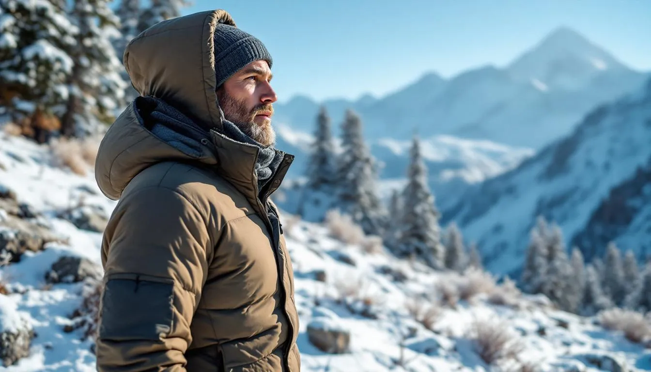 Persona con ropa térmica en montaña nevada