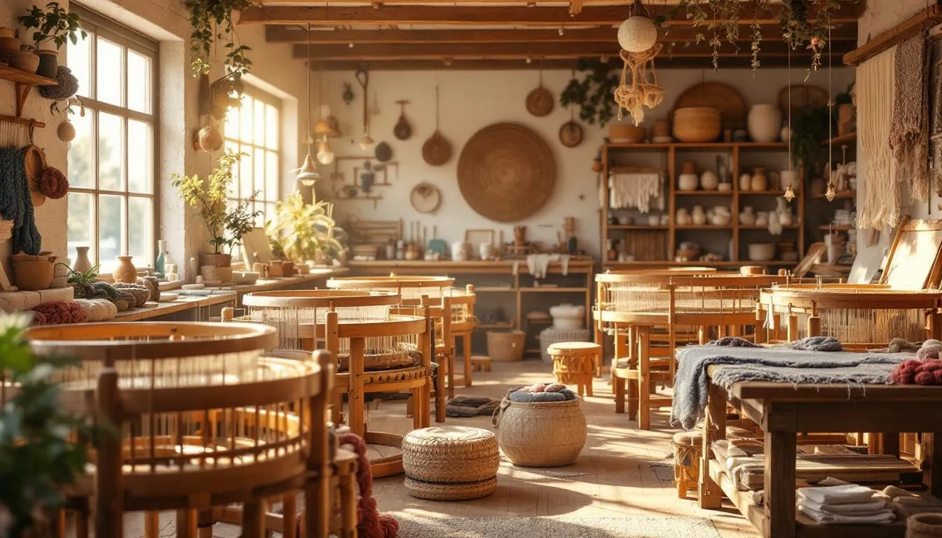 Taller artesanal de tejidos con luz natural