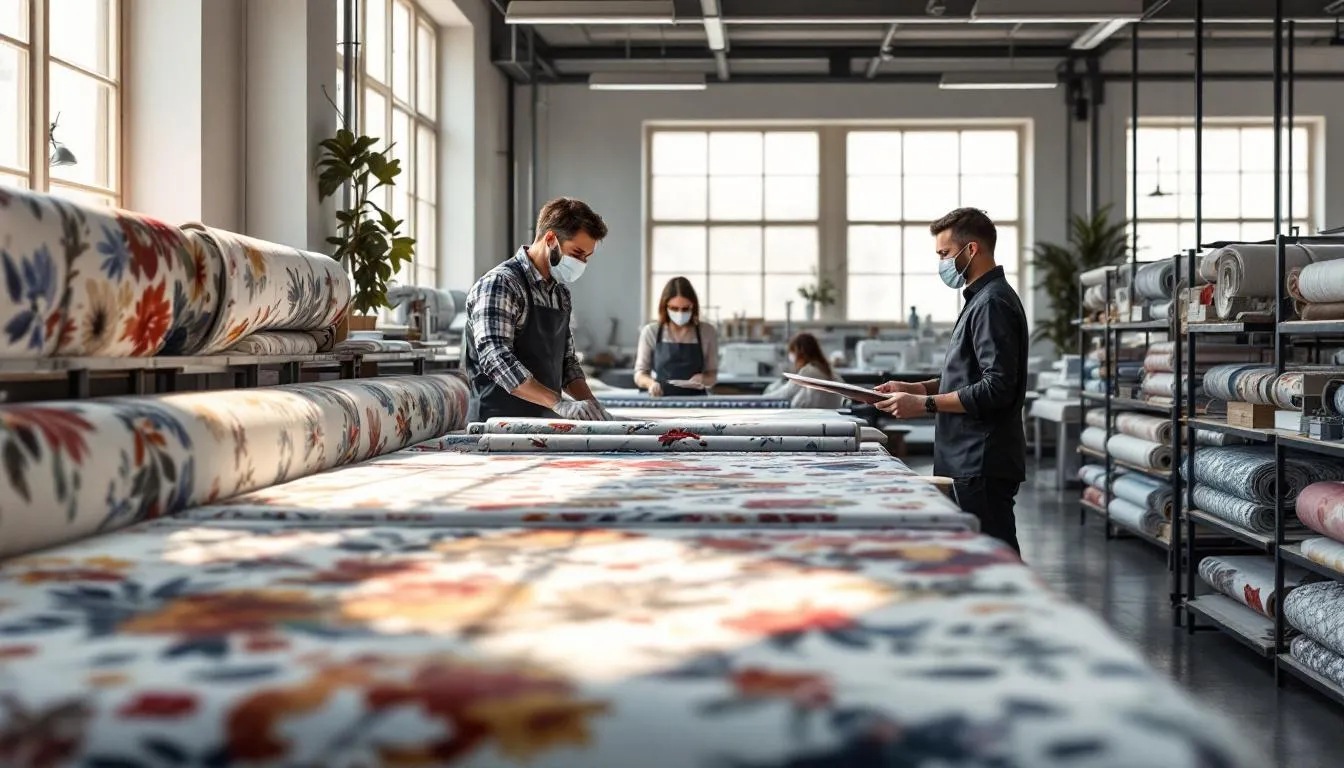 Showroom moderno de telas resistentes y estampadas